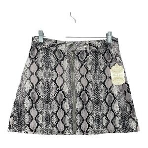 Altard State Snake Print Zipper Front Mini Skirt Charcoal Womens Size Medium‎
